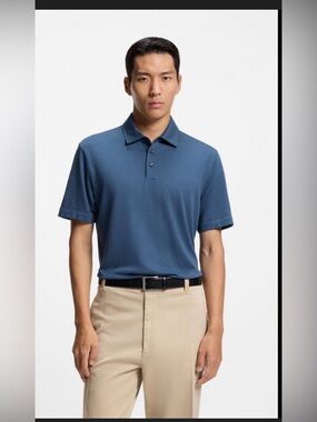 Boss Pique Polo Shirt Blue Cotton , size XXL